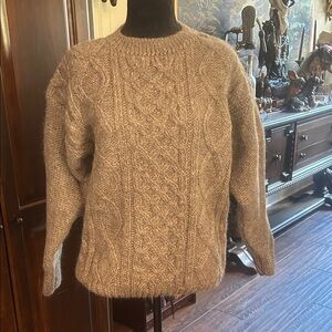 Vintage Heavy Wool Fisherman Sweater Men's Cable Knit Grey GVC